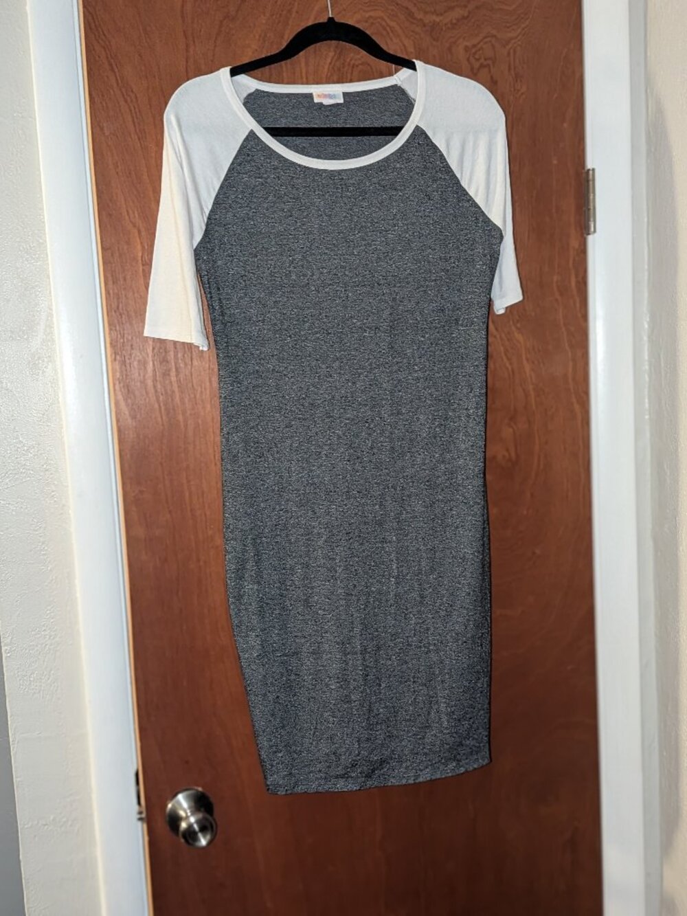 LuLaRoe Julia Dress Grey / Gray and White Medium M